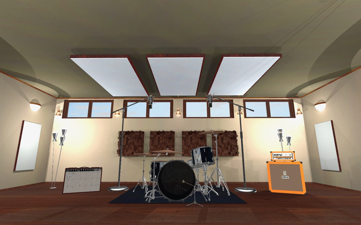 CEILING BAFFLE - Aluminum & Red Mahogany