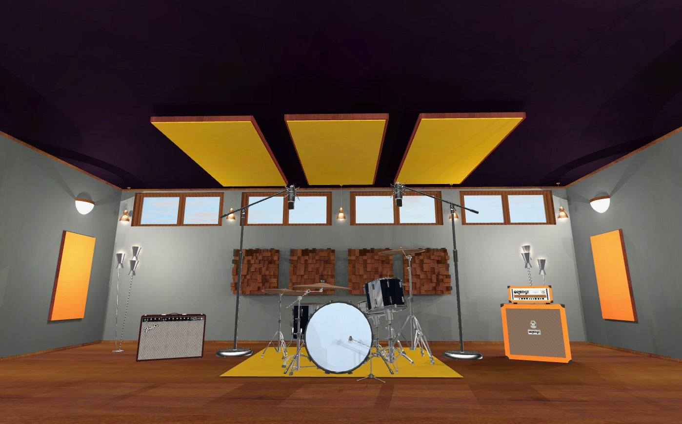 CEILING BAFFLE - Gold & Gunstock