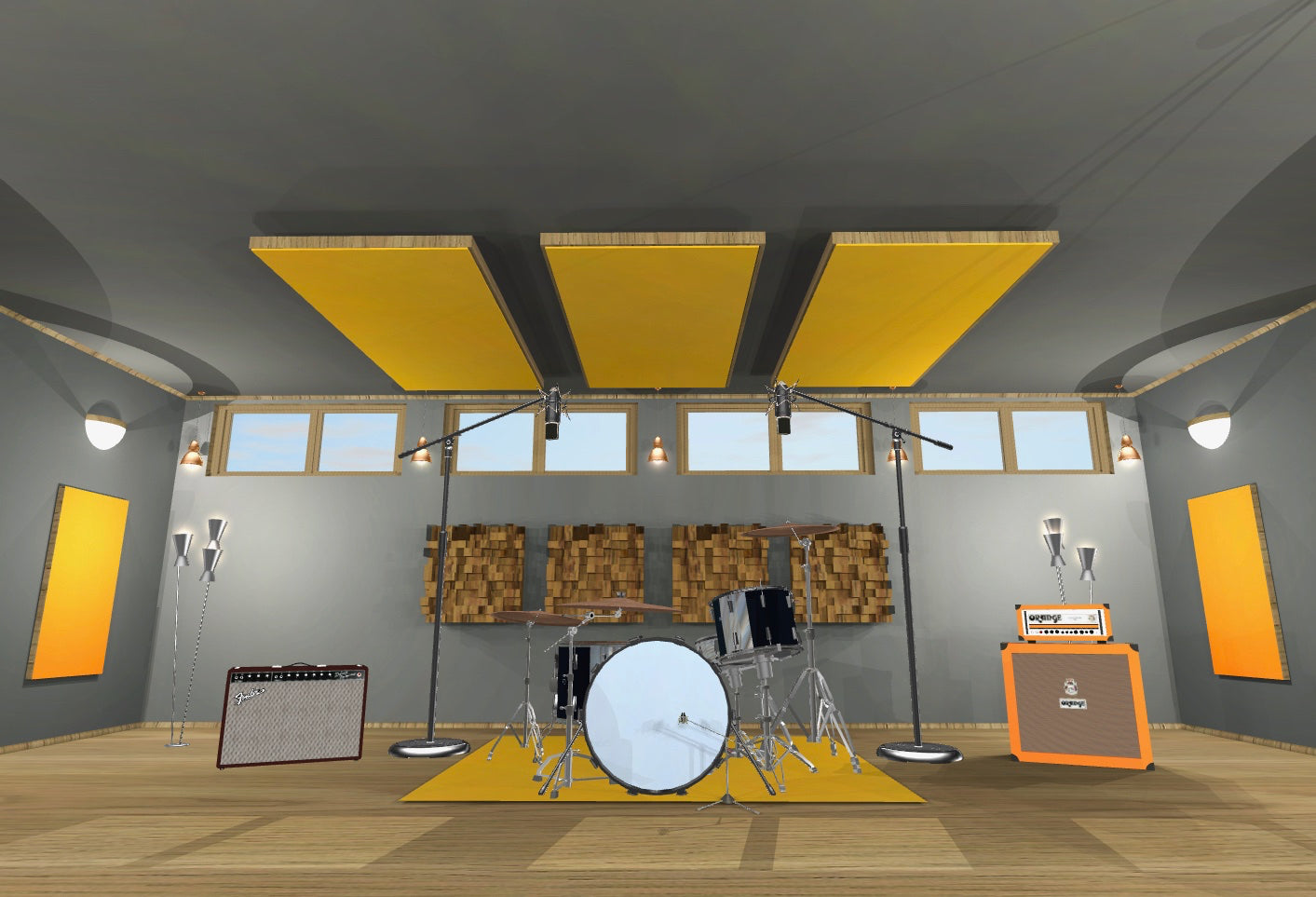 CEILING BAFFLE - Gold & Special Walnut