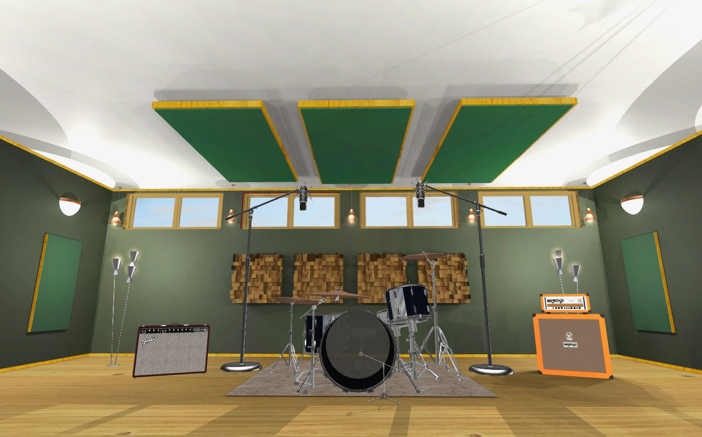 CEILING BAFFLE - Hunter Green & Golden Pecan