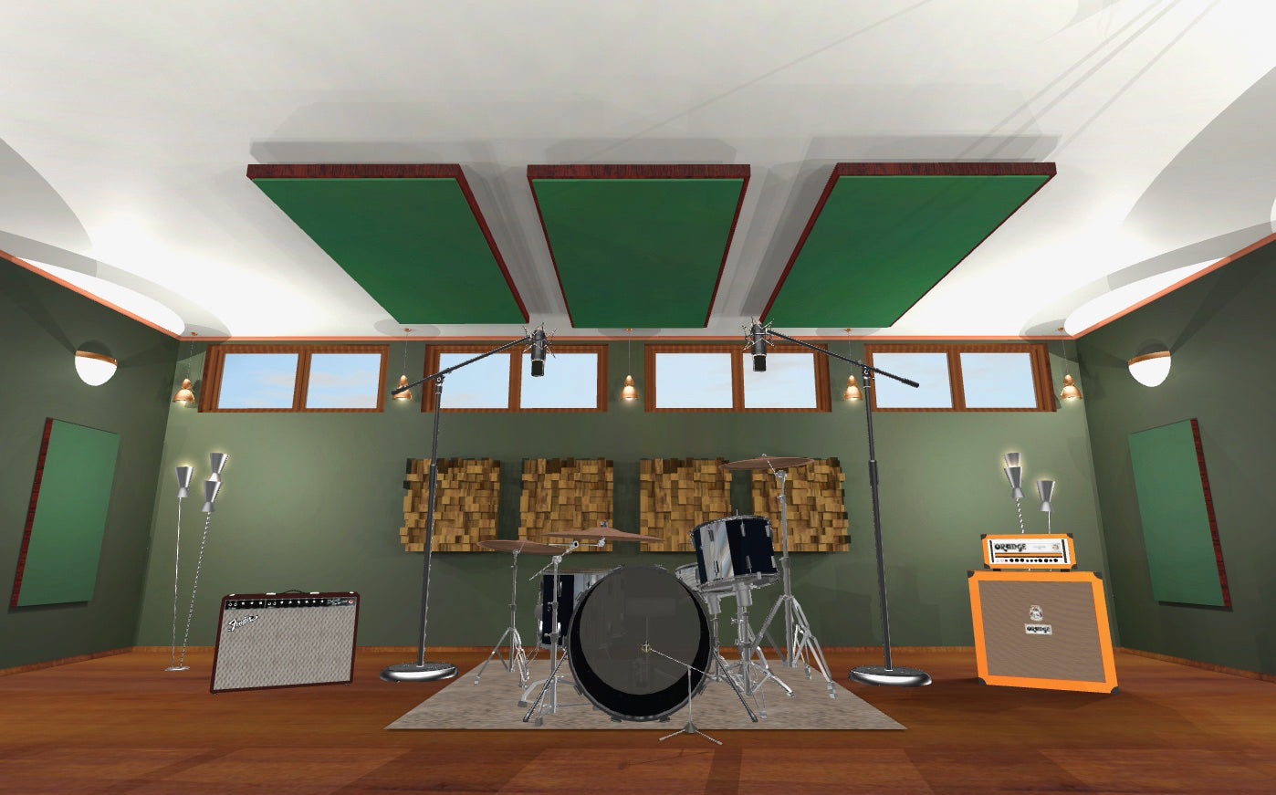 CEILING BAFFLE - Hunter Green & Red Mahogany