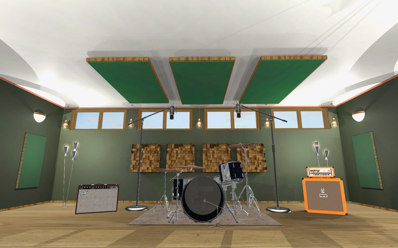 CEILING BAFFLE - Hunter Green & Special Walnut