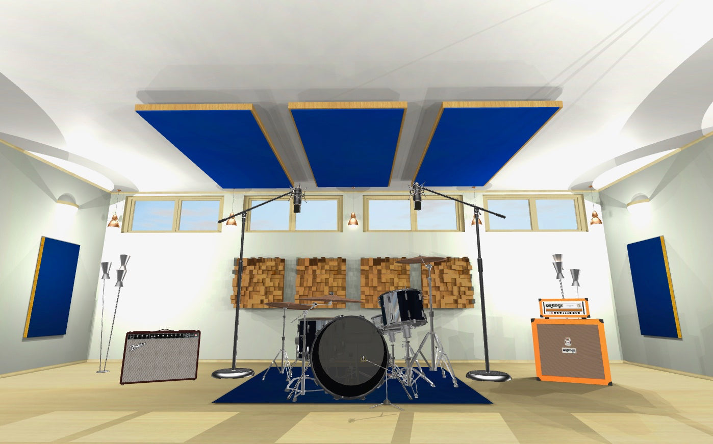 CEILING BAFFLE - Navy Blue & Golden Pecan