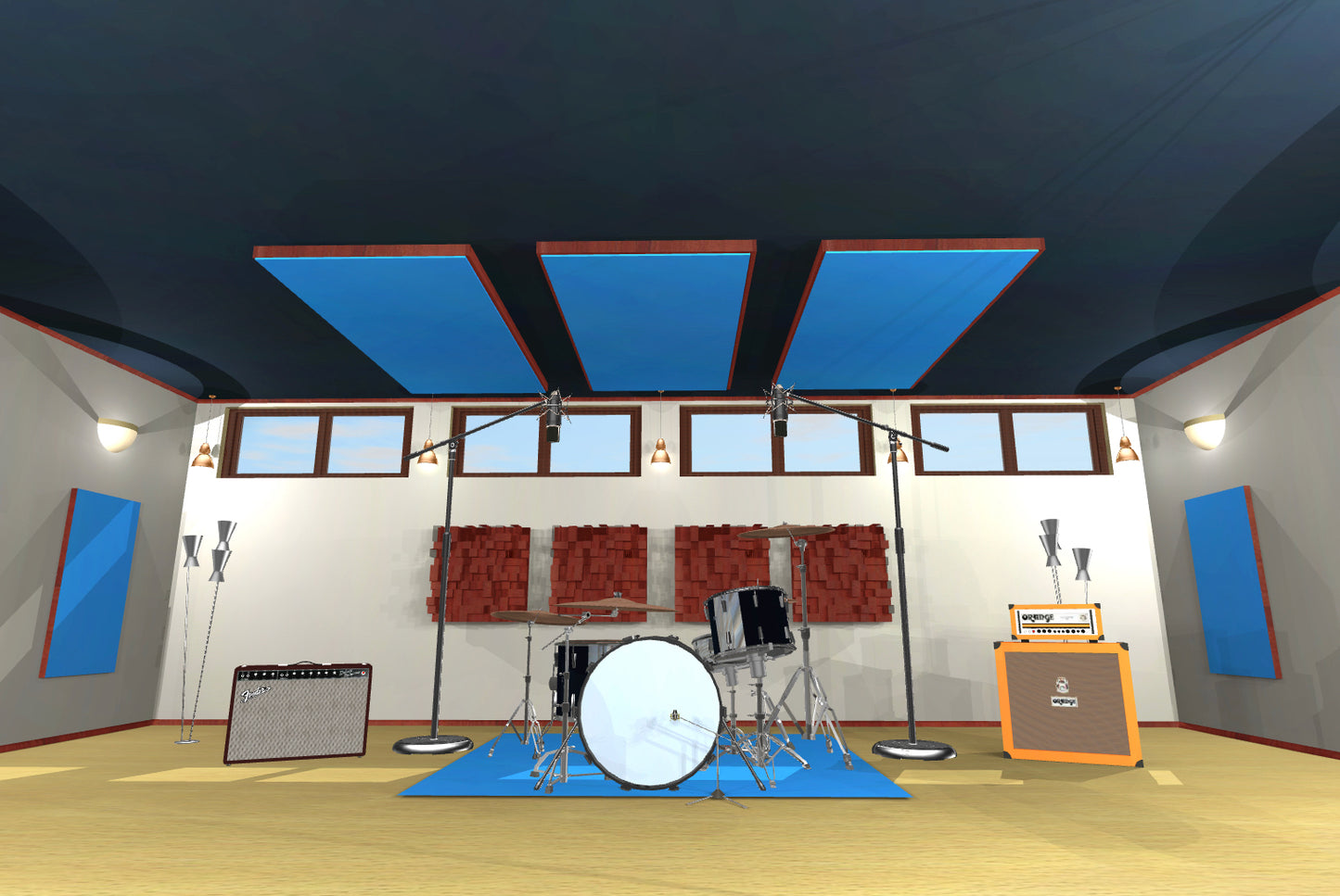 CEILING BAFFLE - Sky Blue & Gunstock