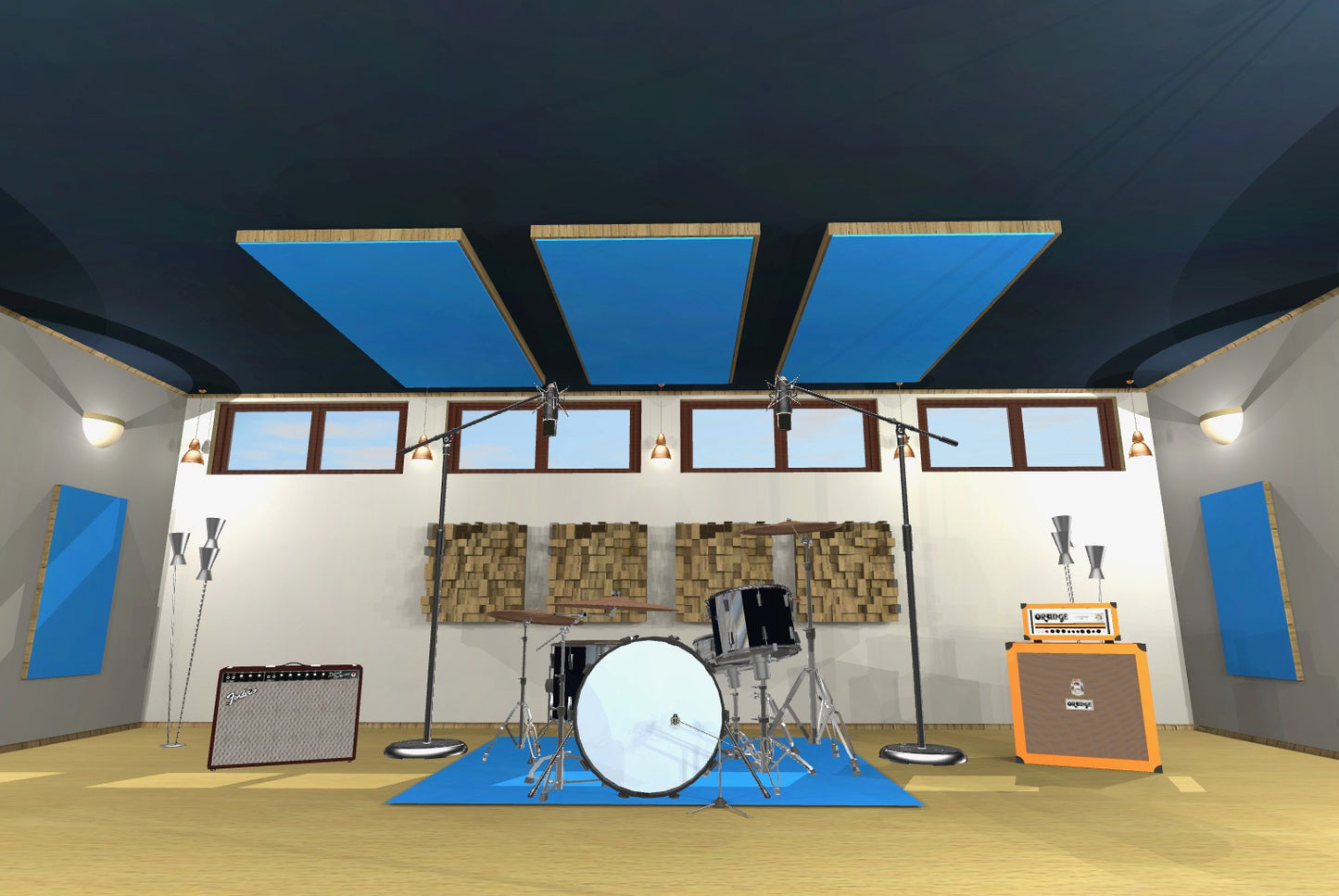 CEILING BAFFLE - Sky Blue & Special Walnut