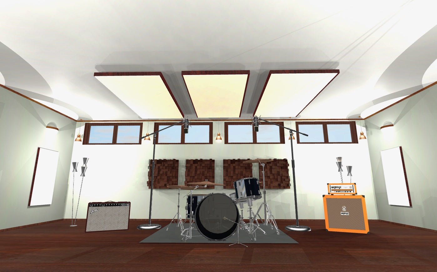 CEILING BAFFLE - White & Red Mahogany