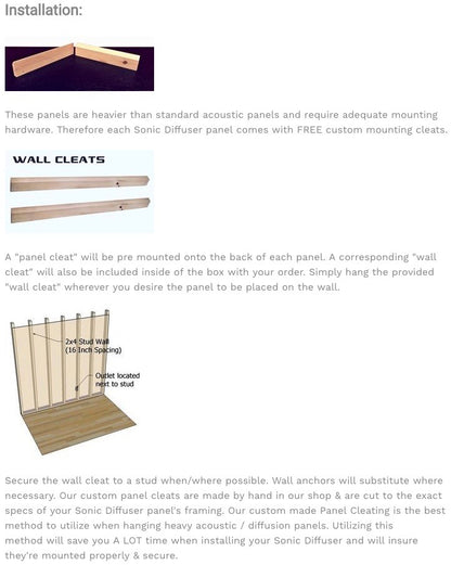 SONIC DIFFUSER PANEL- Golden Pecan Finish (2ft x 2ft) Acoustic Skyline Diffuser
